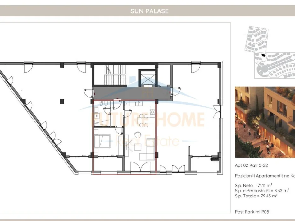Dhermi - Palase, shitet apartament 1+1 Kati 0, 79 m² 214.461 € (Sun Palase Residence, Palasë)