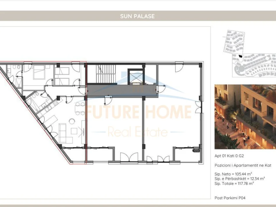 Dhermi - Palase, shitet apartament 2+1 Kati 0, 118 m² 318.000 € (Sun Palase Residence, Palasë)