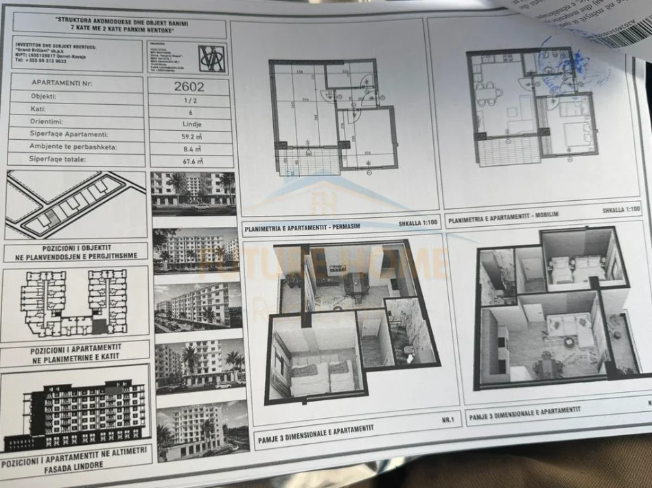 Durres, shitet apartament 1+1+Ballkon Kati 6, 67 m² 74.360 € 