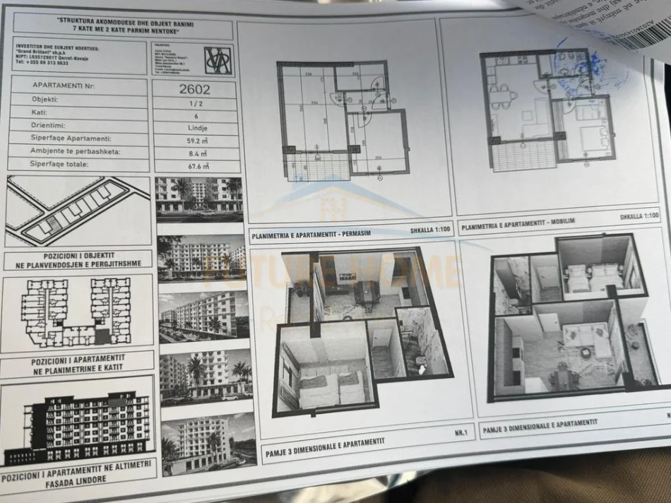 Durres, shitet apartament 1+1+Ballkon Kati 6, 67 m² 74.360 € 