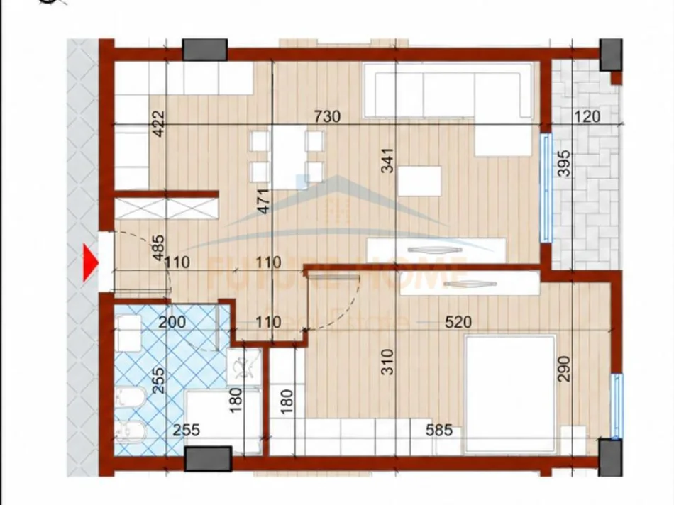 Tirane, shitet apartament 1+1+Ballkon Kati 4, 74 m² 137.000 € (Don Bosko)
