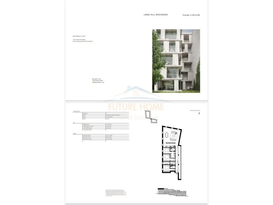Tirane, shitet apartament 3+1 Kati 5, 200 m² (“By Long Hill Residences”, Mjull-Bathore, Tiranë)