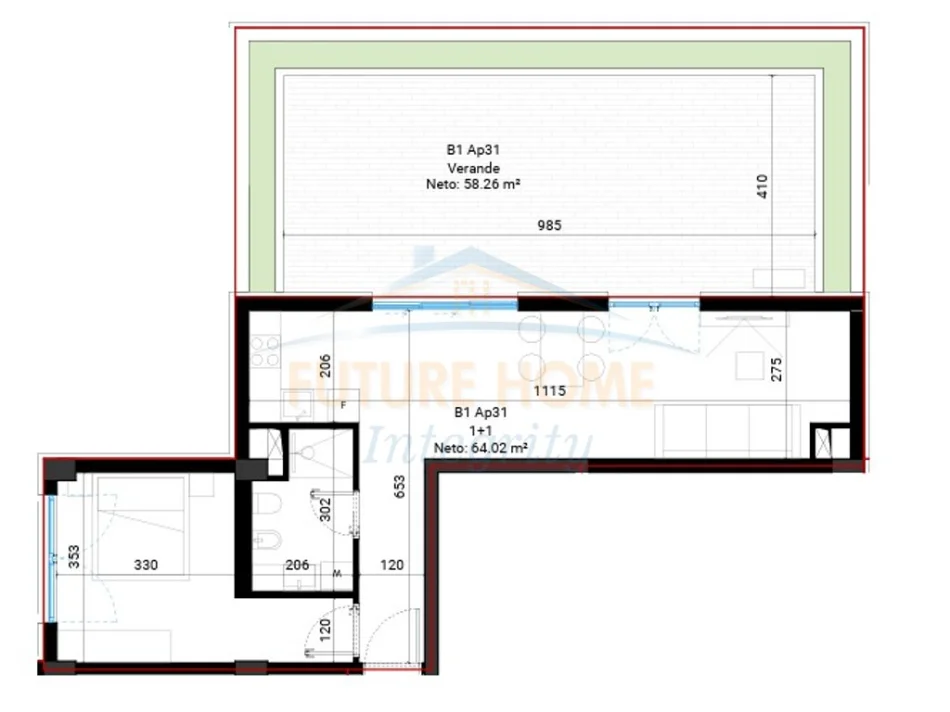 Dhermi - Palase, shitet apartament 1+1 Kati 3, 75 m² 366.400 € (Village Square, Dhërmi.)