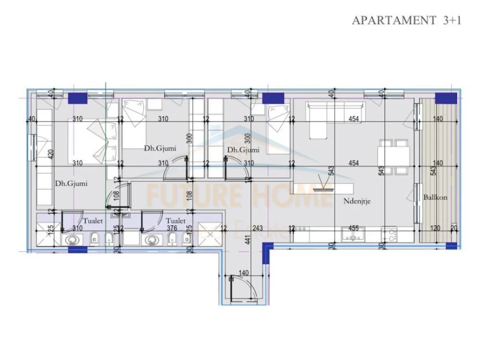 Tirane, shitet apartament 3+1+Ballkon Kati 3, 119 m² 172.700 € (Tirana Entry 2, Tiranë)