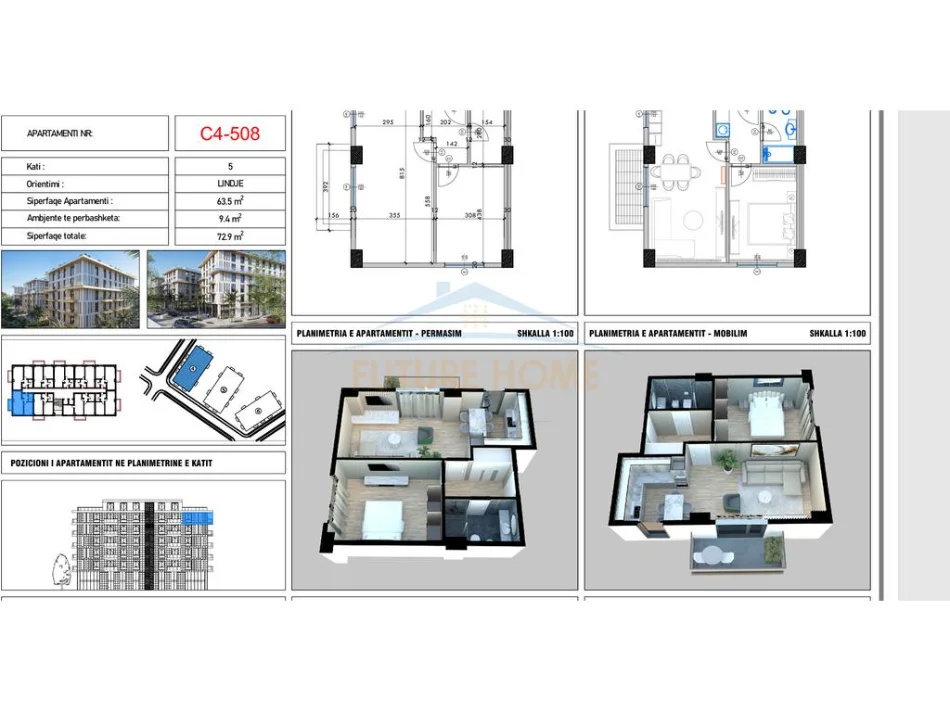 Kavaje, shes apartament 1+1+Ballkon Kati 5, 73 m² 94.770 € (Palm Paradise)