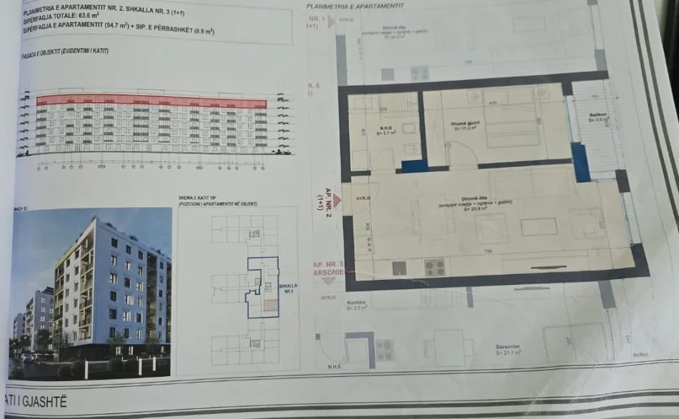 Durres, shitet apartament 1+1+Ballkon Kati 6, 64 m² 69.960 € (Golem)