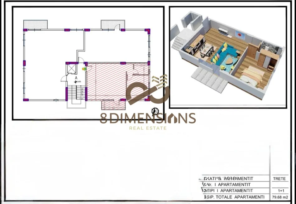 Tirane, shitet apartament 1+1 Kati 3, 79 m² 143.500 € (farke)