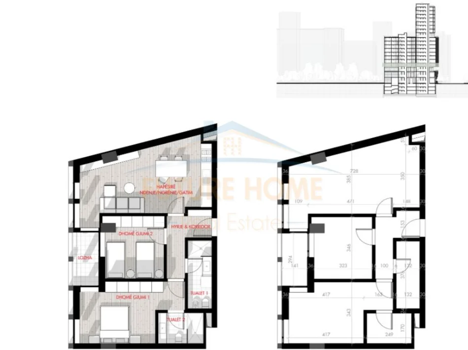 Tirane, shitet apartament 2+1+Ballkon Kati 3, 118 m² (Altura Trade Residence)