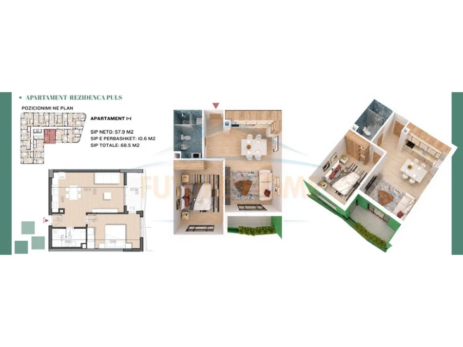 Tirane, shitet apartament 1+1 Kati 5, 69 m² 137.000 € (Rruga e Dibres,Spitali Amerikan 2)