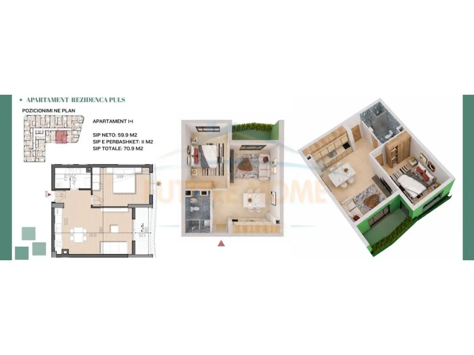 Tirane, shitet apartament 1+1 Kati 5, 70 m² 141.800 € (Amerikan 2,Rruga e Dibres)