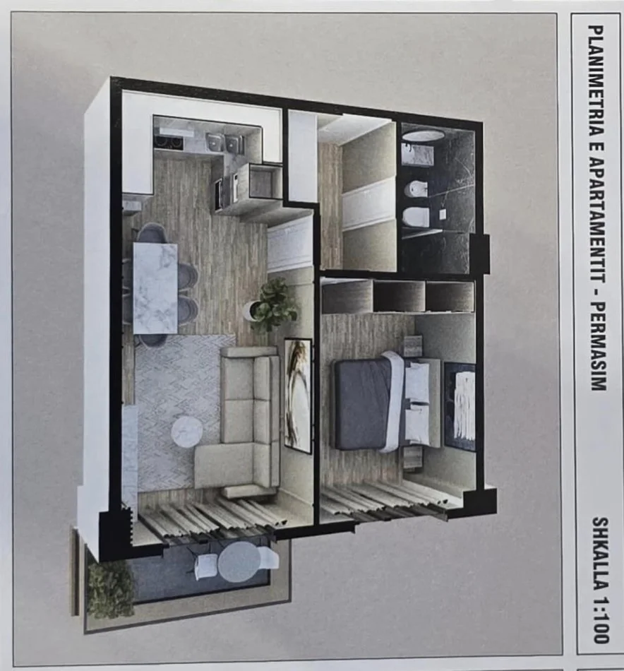 Durres, shes apartament 1+1+Ballkon Kati 1, 69 m² (qerret)