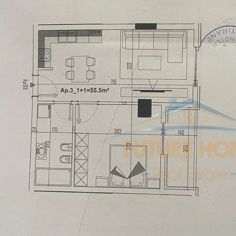 Tirane, shitet apartament 1+1+Ballkon Kati 2, 64 m² (Paskuqan)