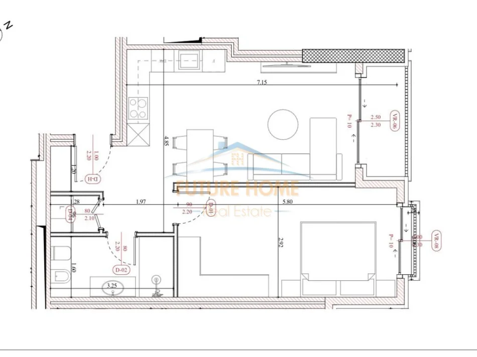 Mali Robit, shes apartament 1+1+Ballkon Kati 5, 69 m² 117.929 € 
