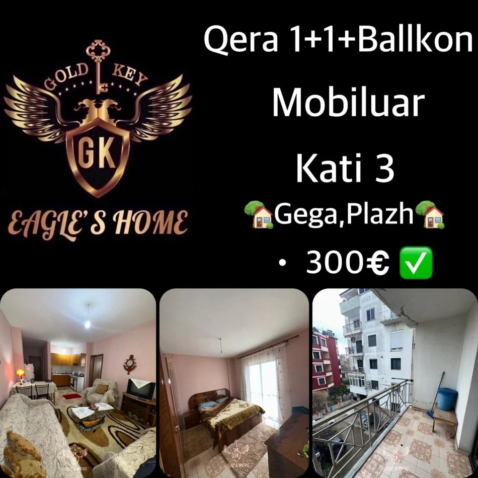 Durres, jepet me qera apartament 1+1+Ballkon Kati 2, 60 m² 300 € 