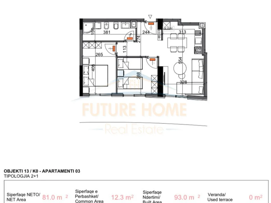 Tirane, shitet apartament 2+1+Aneks+Ballkon Kati 0, 93 m² (Liqeni i Thate)