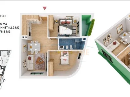 Tirane, shitet apartament 2+1+Ballkon Kati 6, 79 m² 157.560 € (Rezidenca Puls)