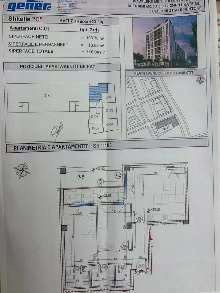 Tirane, shitet apartament 2+1+Ballkon Kati 5, 116 m² 179.800 € (Bulevardi i Ri Gener 2)