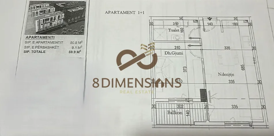 Tirane, shitet apartament 1+1 Kati 3, 59 m² 90.000 € (Casa Italia)