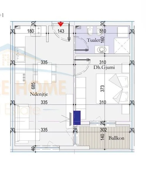 Tirane, shitet 1+1+Ballkon Kati 4, 59 m² 83.860 € (Dogana)
