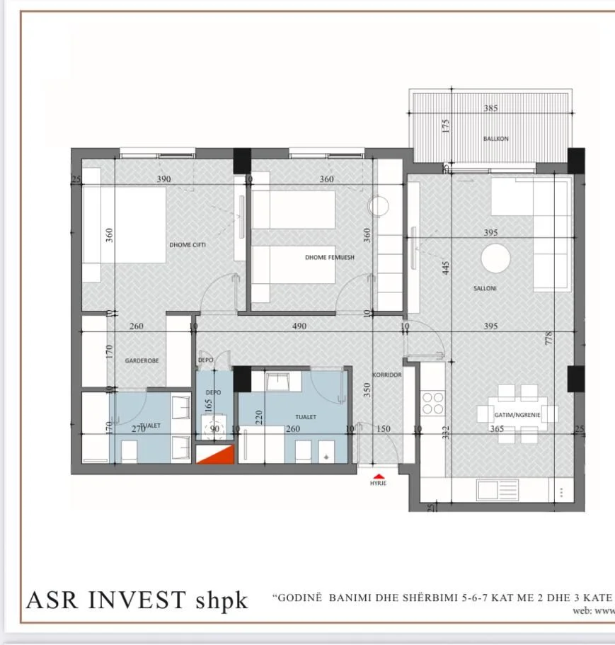 Tirane, shitet apartament 2+1 Kati 2, 116 m² (Diellon Residence)