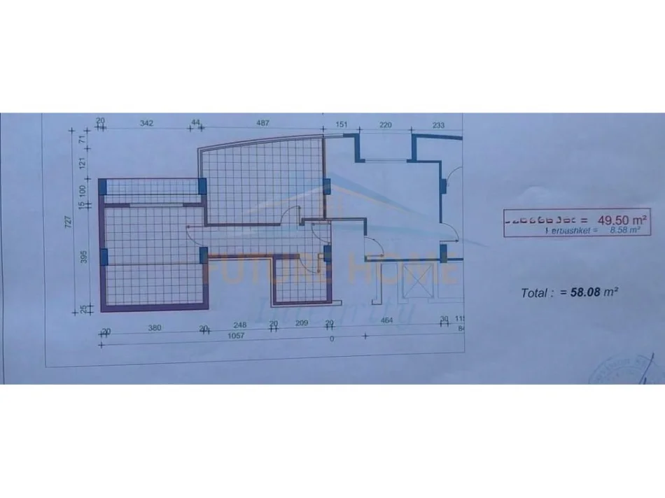 shitet apartament 1+1+Ballkon Kati 4, 58 m² 178.000 € (21 Dhjetori)