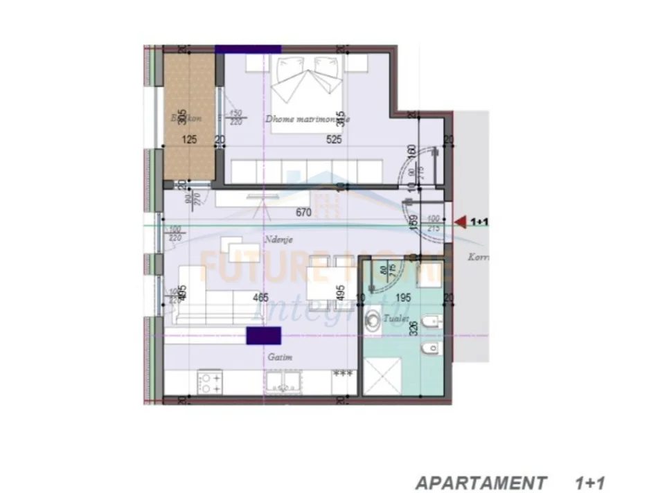 Tirane, shitet apartament 1+1 , Kati 3, 71 m² 103.530 € (Tirana Entry 3, Casa Italia)