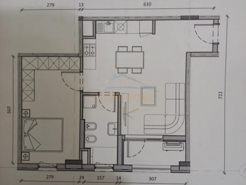 Tirane, shitet apartament 1+1 Kati 2, 63 m² 120.000 € (Rezidenca Kaimi)