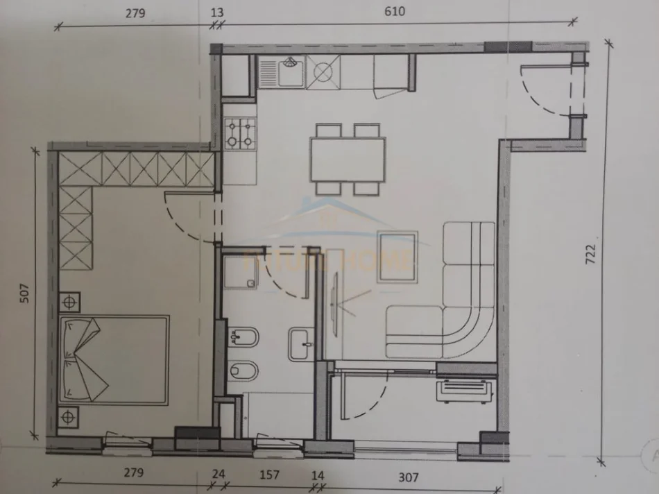 Tirane, shitet apartament 1+1+Aneks+Ballkon Kati 2, 63 m² 120.000 € (Ali Demi)