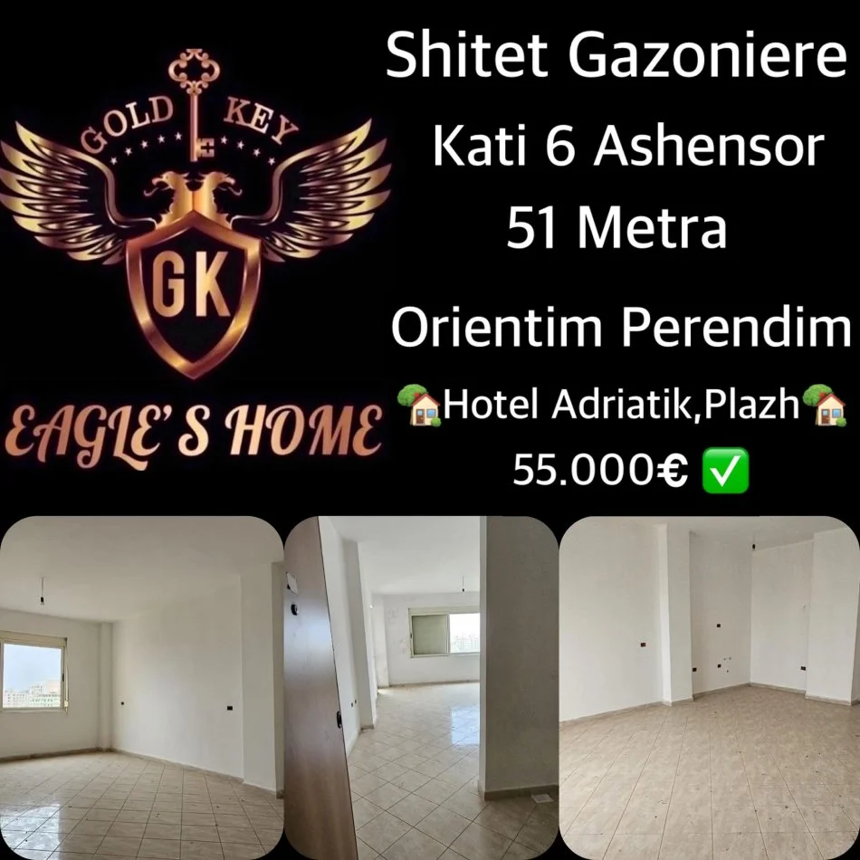 Durres, shes apartament 1+1 Kati 5, 55.000 € (Hotel Adriatik,Plazh)