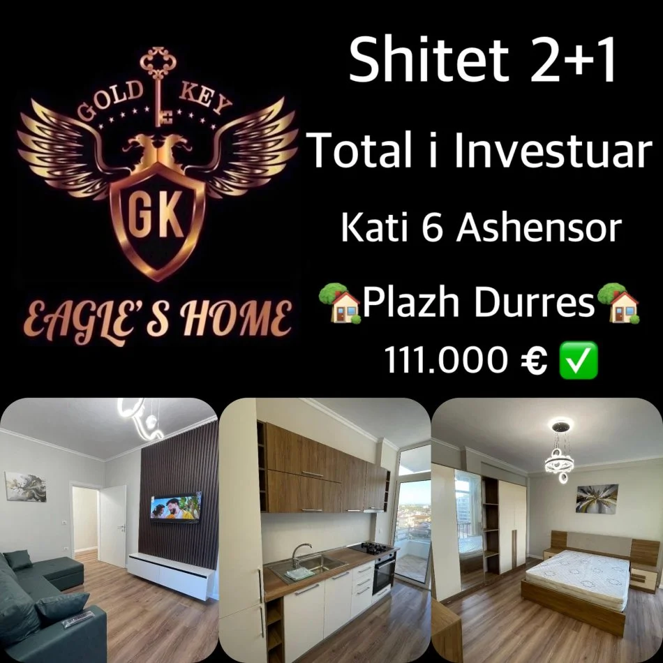 Durres, shes apartament 2+1+Ballkon Kati 6, 80 m² 111.000 € (Florida Plazh)