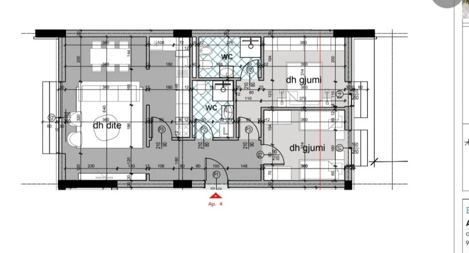 Tirane, shes apartament 2+1+Ballkon Kati 3, 101 m² 236.500 € (Kopshti Zoologjik)