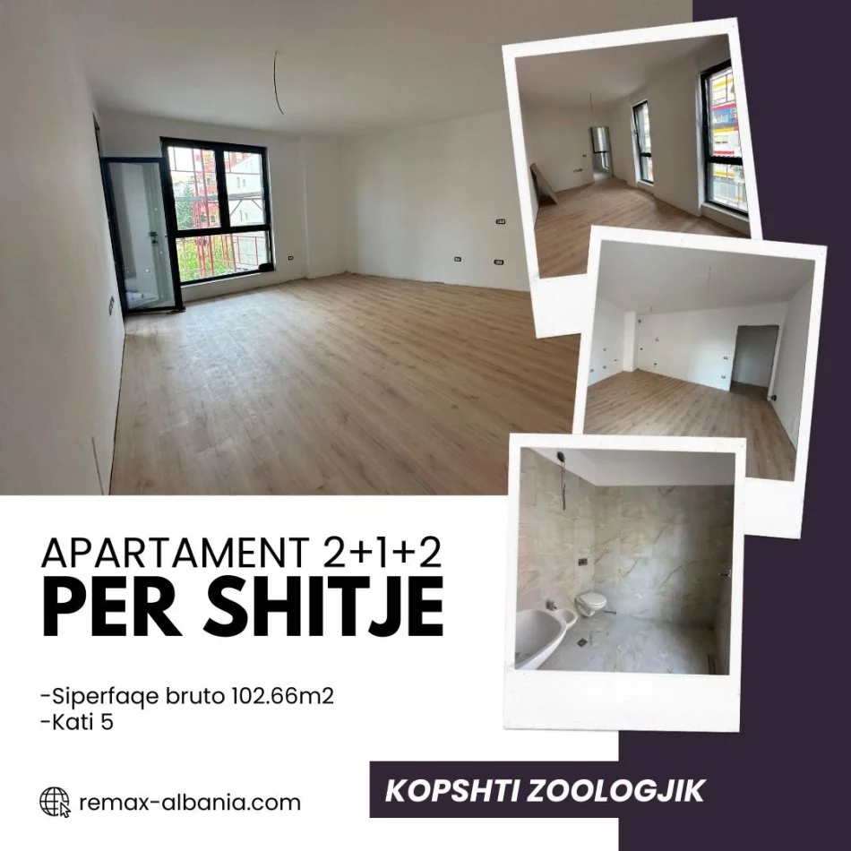 Tirane, shitet apartament 2+1 Kati 5, 103 m² 195.000 € (SHESIM APARTAMENT 2+1+2 KOPSHTI ZOOLOGJIK!)