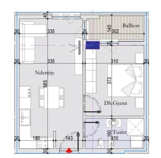 Tirane, shitet apartament 1+1+Ballkon Kati 1, 60 m² 75.000 € (Ish Dogana)