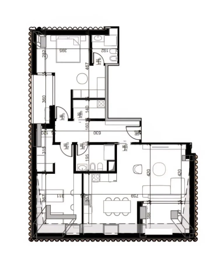 Tirane, shes apartament 2+1+Ballkon Kati 13, 175 m² 559.000 € (Rruga Fortuzi)