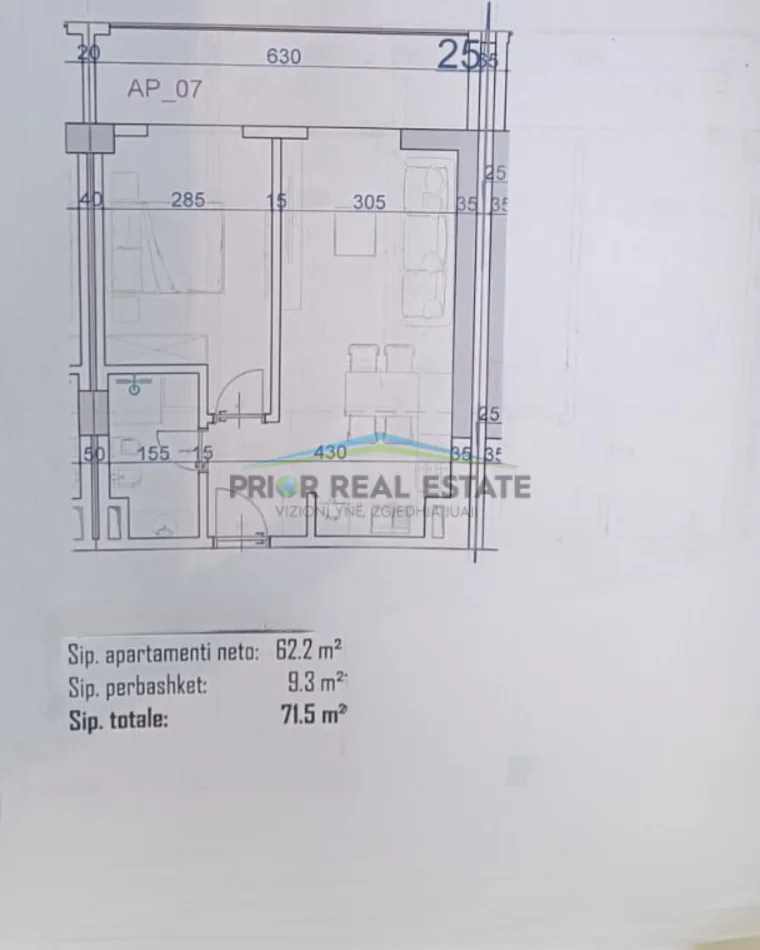 Golem, shitet apartament 1+1 Kati 4, 72 m²  1300 €/M2  Golem (Kompleksi Viena)