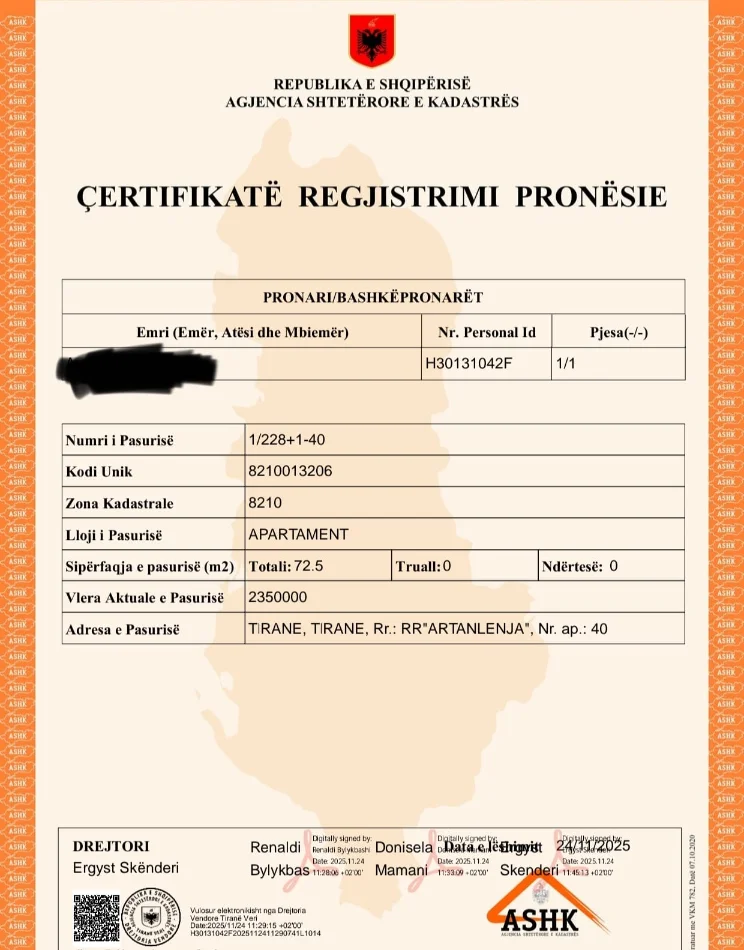 Shqiperi, shes apartament 2+1+Ballkon Kati 6, 155.000 € (Petronin Luararasi)