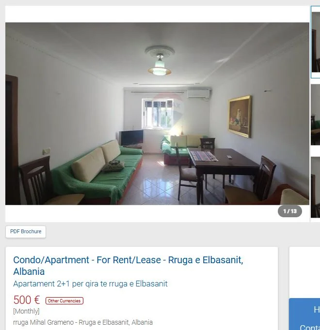 Tirane, jepet me qera apartament 2+1 Kati 4, 85 m² 500 € (PRANE RRUGES SE ELBASANIT)