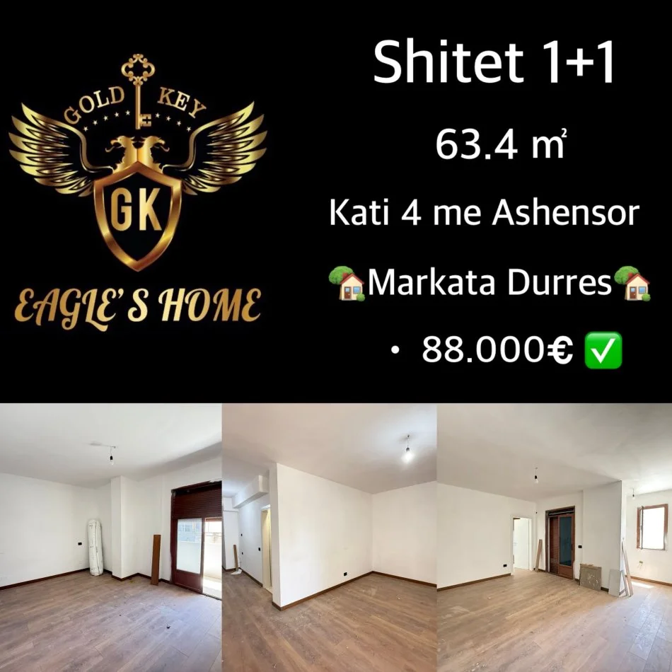 Durres, shes apartament 1+1+Ballkon Kati 4, 65 m² 88.000 € (Markata,Durres 88.000 EURO. SHITET 1+1 me dy ballkone)