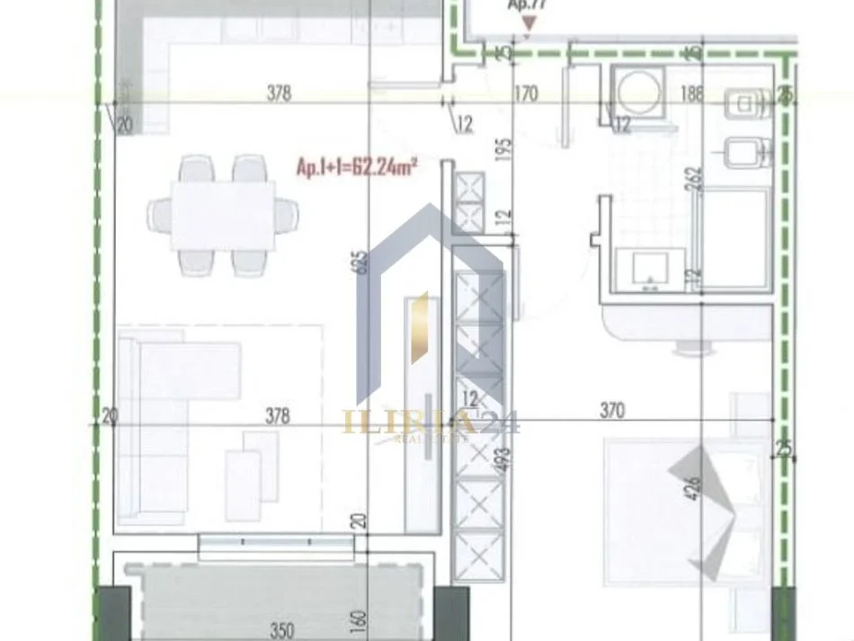 Tirane, shes apartament 1+1 Kati 6, 72 m² 57.792 € (bulevardi blu)