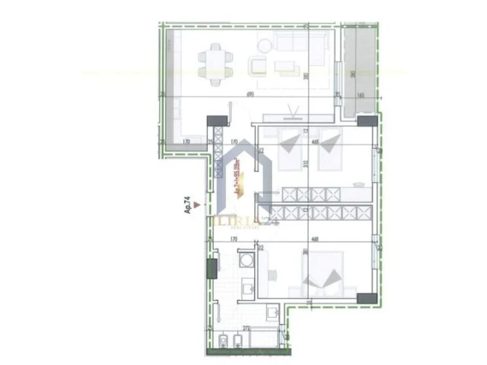 Tirane, shes apartament 2+1 Kati 6, 110 m² 88.240 € (bulevardi blu)