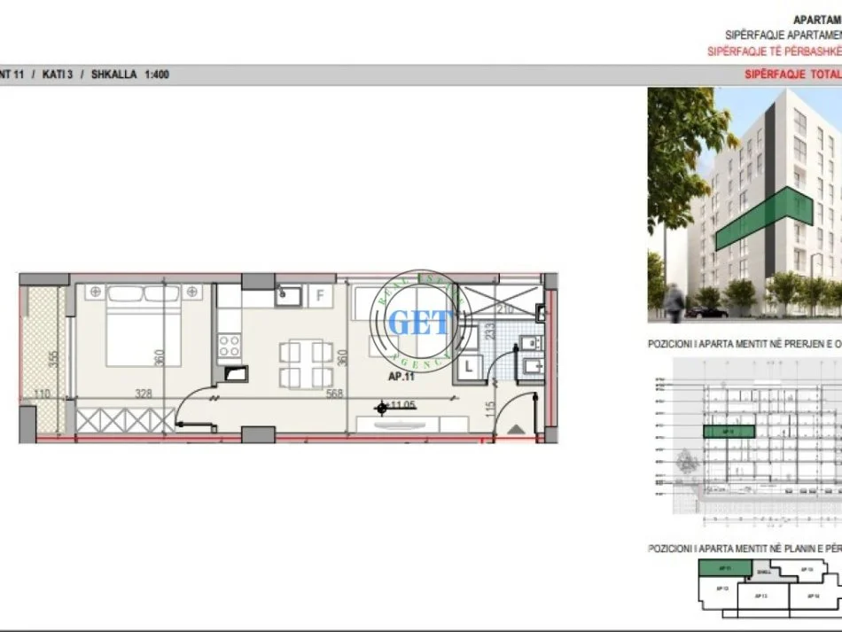 Durres, shitet apartament 1+1+Ballkon Kati 3, 57 m² 68.340 € (Spitali)