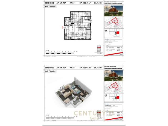 Tirane, shitet apartament Kati 7, 102 m² 82.000 Euro