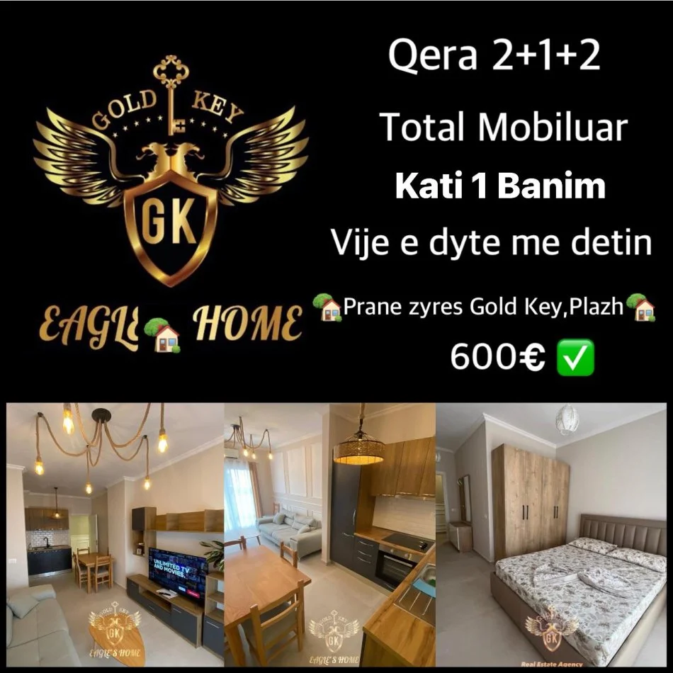 Durres, jepet me qera apartament 2+1+Ballkon Kati 1, 100 m² 600 € (PLAZH DURRES)