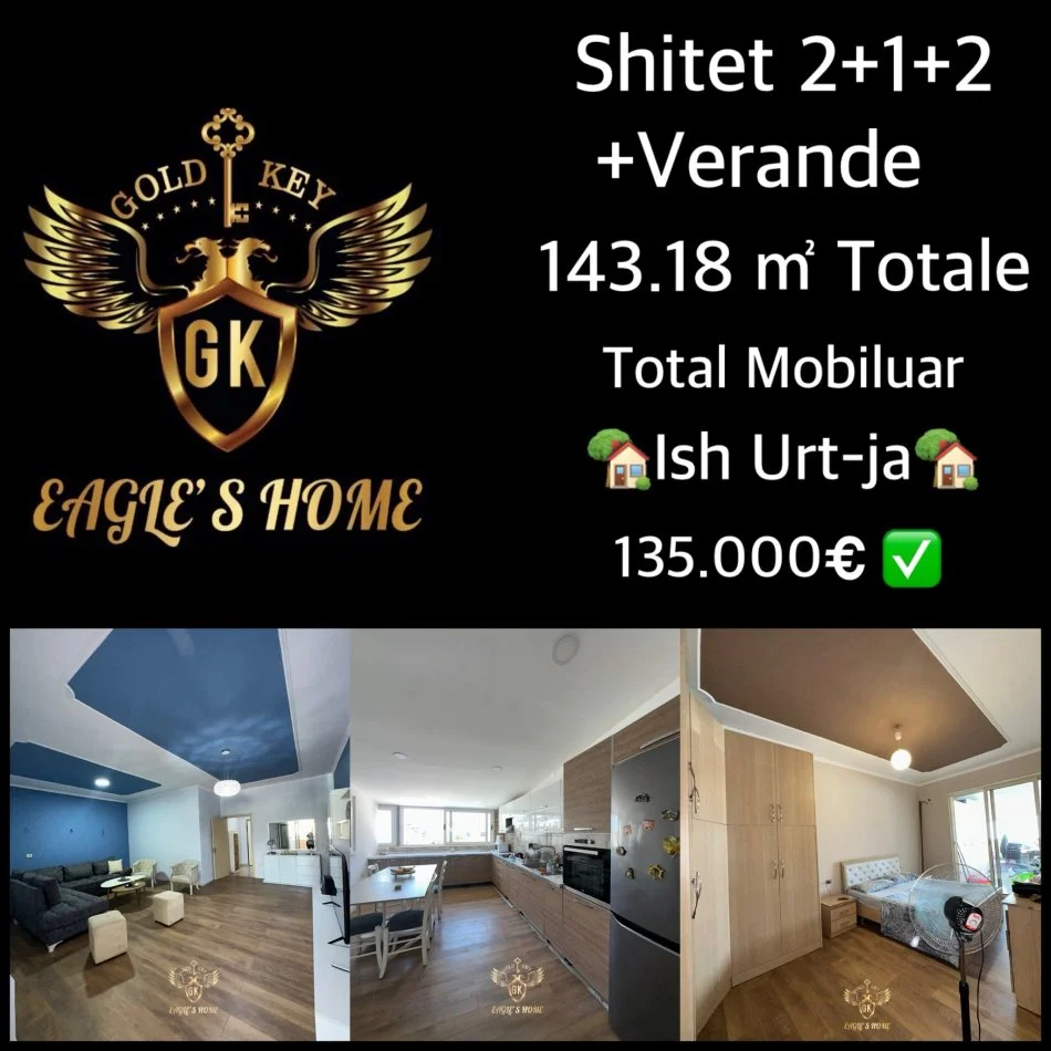 Durres, shes apartament 2+1+Aneks+Ballkon Kati 1, 135.000 € (• 2+1+2 me Verande 069 20 39 456 069 20 39 456 Ish Urtja • 135.000€)