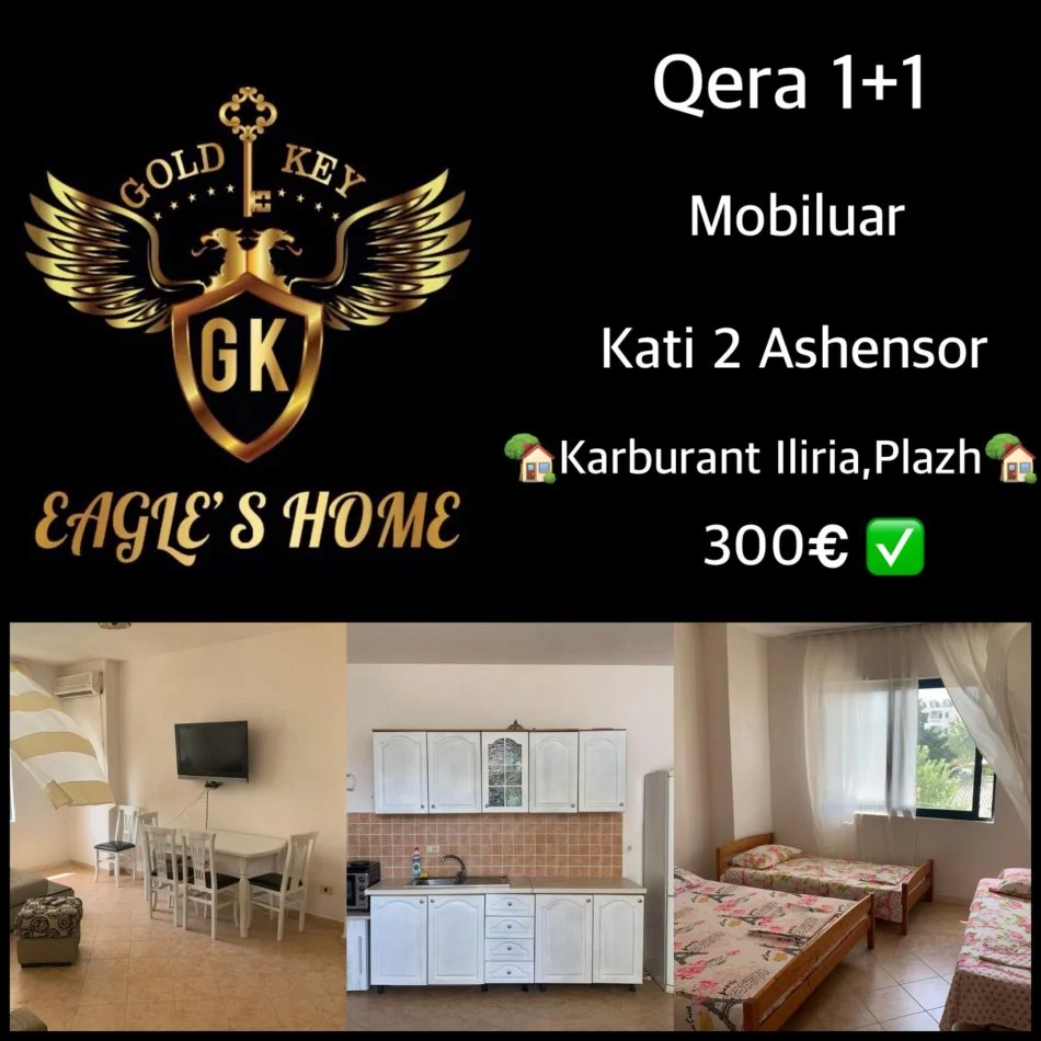 Durres, jepet me qera apartament 1+1 Kati 2, 70 m² 300 € (Qera Apartament Sistemin 1+1 Karburant Iliria Plazh)