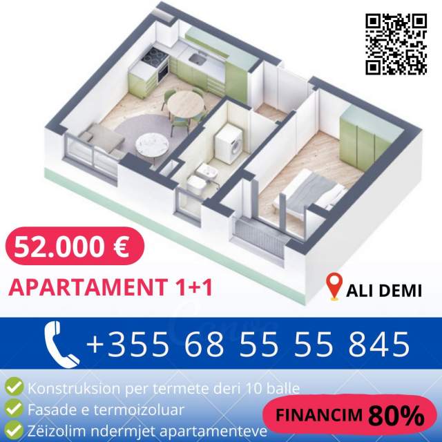 Tirane, shes apartament 2+1+BLK Kati 5, 85 m² 85.000 Euro (Ali Demi)
