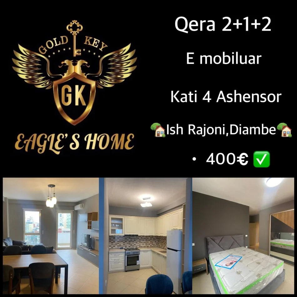 Durres, jepet me qera apartament 2+1+Ballkon Kati 4, 111 m² 400 € (Qera Apartament Sistemin 2+1+2 Ish Rajoni Lagja 6 Diambe)