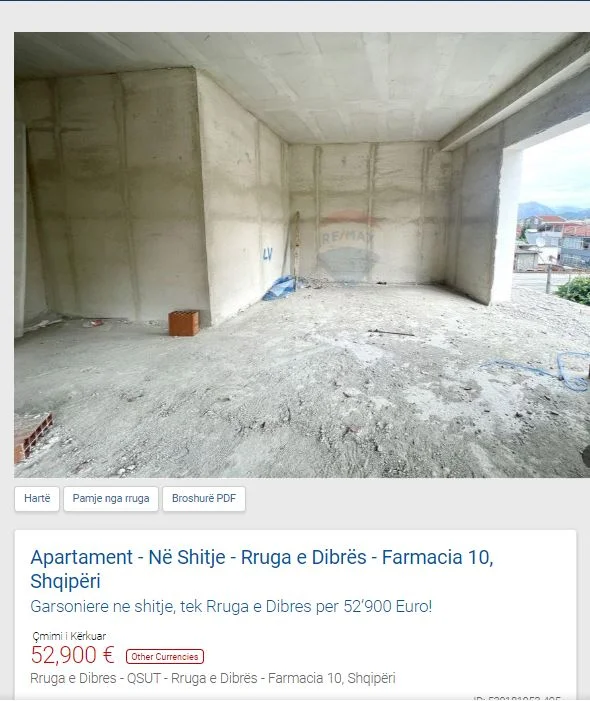 Tirane, shitet garsonier 1+1 Kati 3, 39 m² 52.900 € (TE QSUT SPITALET RRUGA E DIBRES)