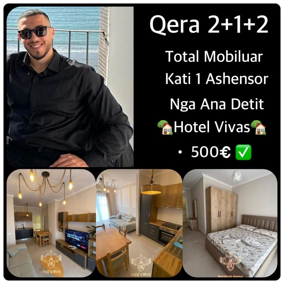 Durres, jepet me qera apartament 2+1+Ballkon Kati 1, 111 m² 500 € (HOTEL VIVAS)