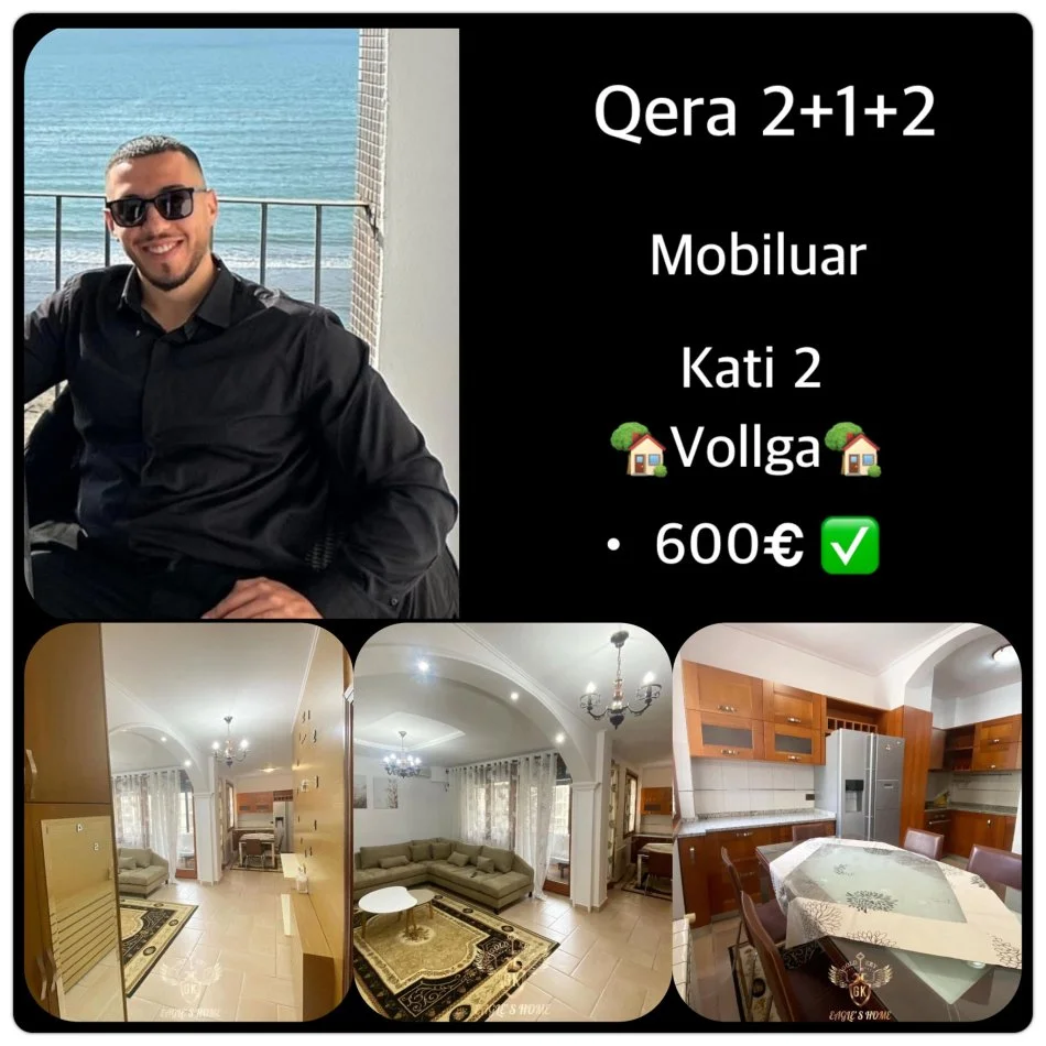 DURRES, jepet me qera 2+1+Ballkon Kati 2, 600 € (Qera Apartament Sistemin 2+1+2 Vollga,Dy Kitarat)